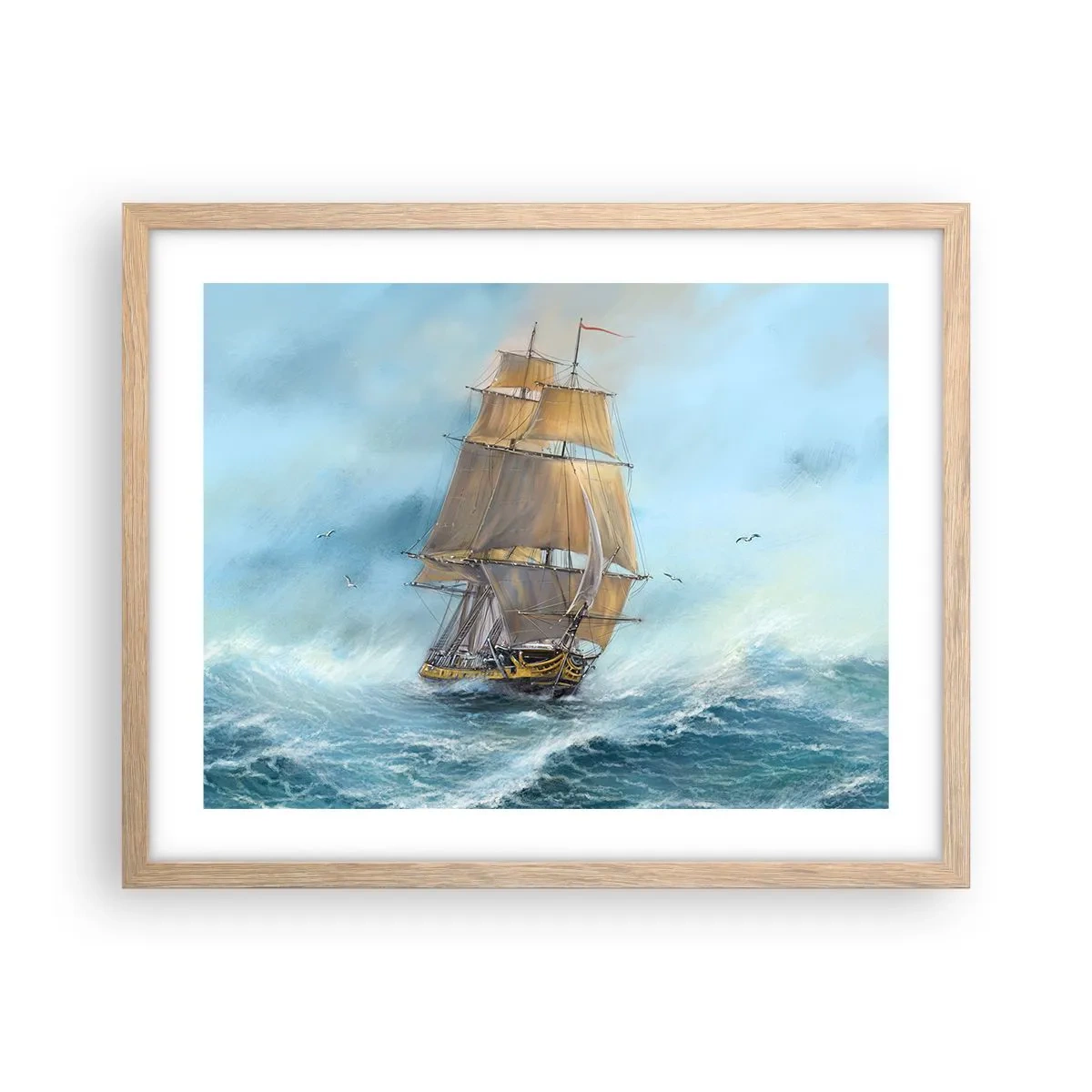 Poster in cornice rovere chiaro - Frangendo i flutti - 50x40 cm