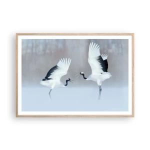 Poster in cornice rovere chiaro - Danza nella nebbia - 100x70 cm