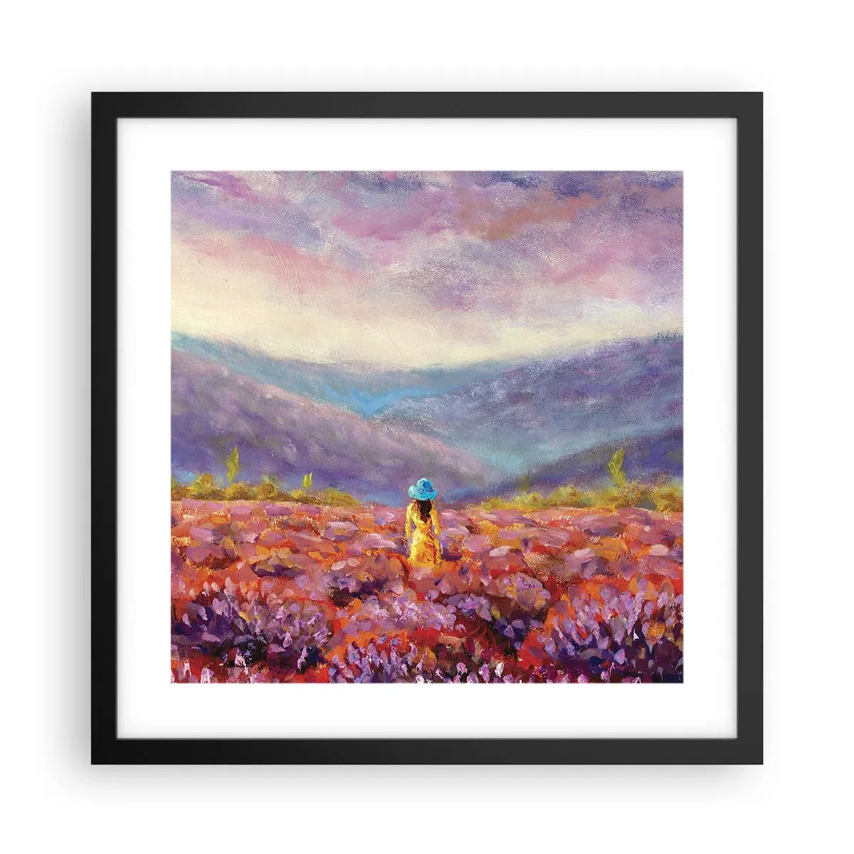 Poster in cornice nera - Nel mondo di lavanda - 40x40 cm