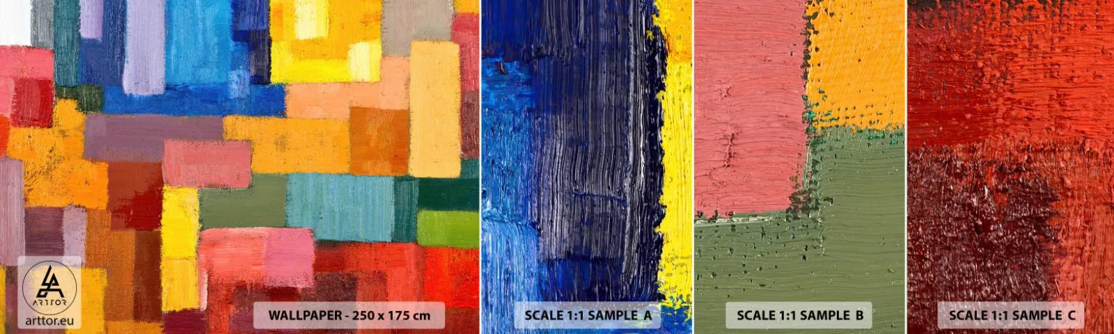 Campione di Fotomurale Adesivo Deluxe Sticker - Ognuno diverso, tutti colorati - Astrazione, Pezzo, Modello moderno - 100x30 cm