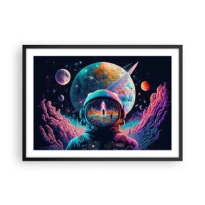 Poster in cornice nera - Astronauta nello spazio con un paesaggio planetario colorato - 70x50cm - I filosofi non l'avevano pensato - Decorazione murale moderna per soggiorno e camera da letto ARTTOR