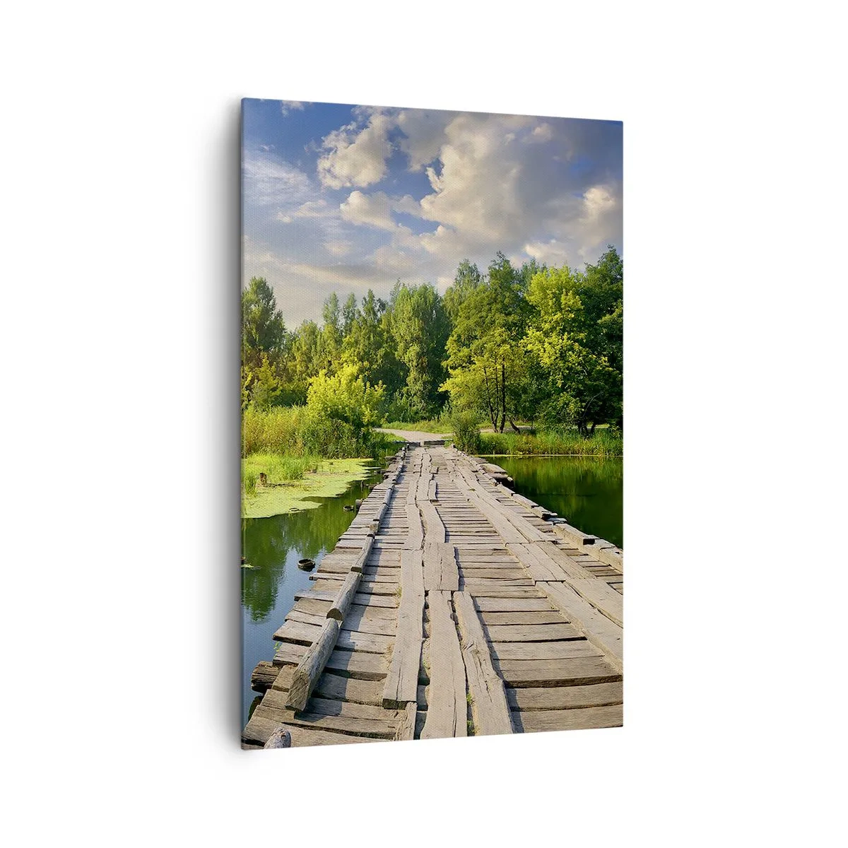 Quadro su tela - Stampe su Tela - Un paesaggio pittoresco con un ponte e un cigno - 80x120cm - Estate, estate ovunque - Decorazione murale moderna per soggiorno e camera da letto ARTTOR