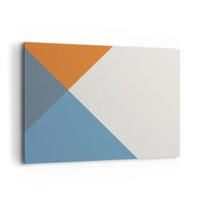 Quadro su tela - Stampe su Tela - Triangoli geometrici nei toni del blu e dell'arancione - 100x70cm - Ad angolo... - Decorazione murale moderna per soggiorno e camera da letto ARTTOR