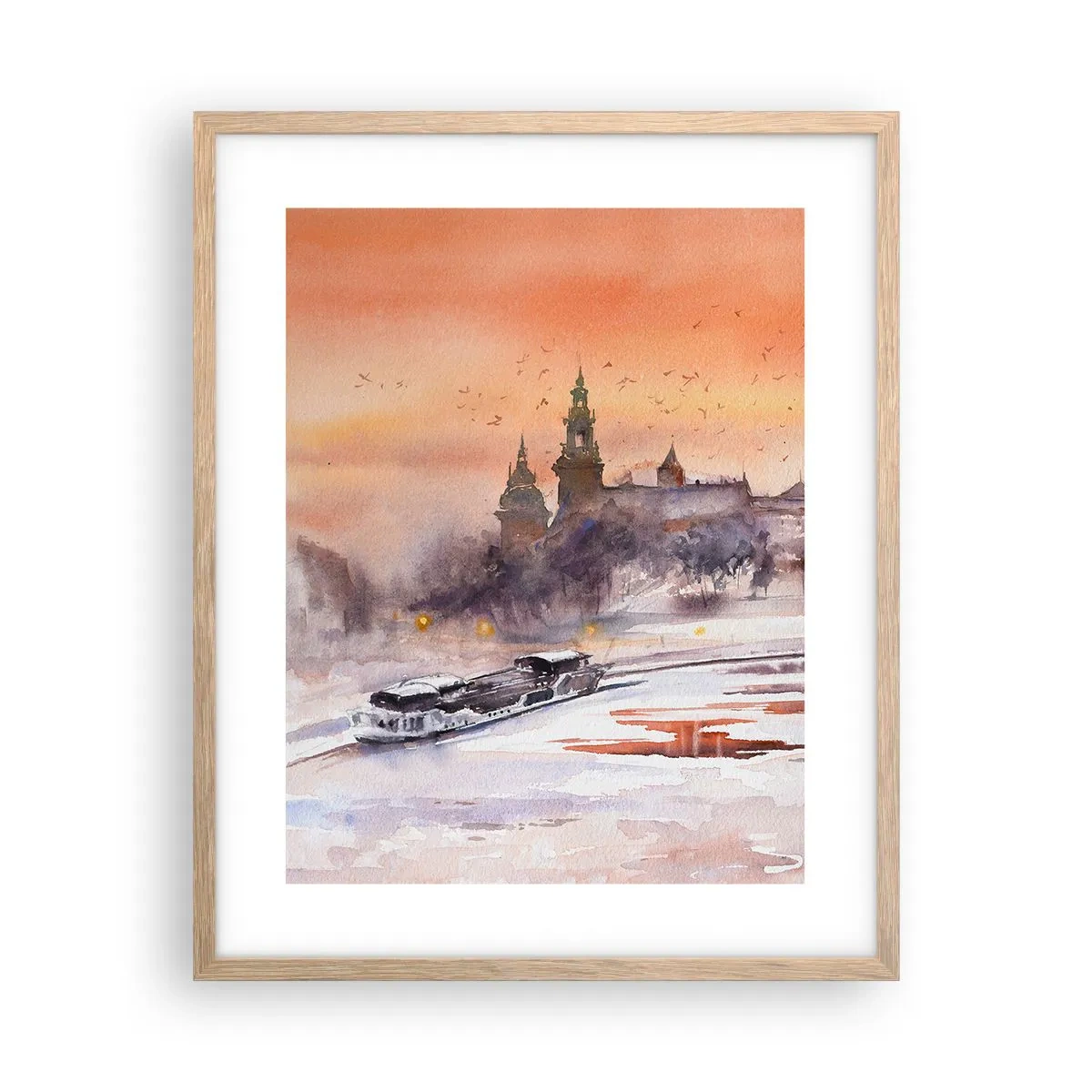 Poster in cornice rovere chiaro - Tramonto reale - 40x50 cm