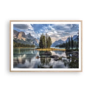 Poster in cornice rovere chiaro - Sulle acque grandi e limpide...  - 100x70 cm