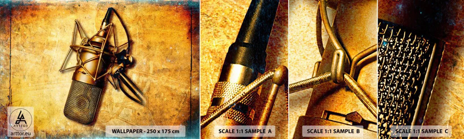 Campione Di Fotomurale Standard Eco - Gli anni d'oro della radio - Microfono, Musica, retrò - 100x30 cm