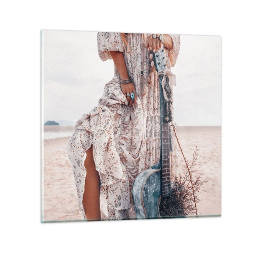 Quadro su vetro - Figli dei fiori in cammino - 50x50 cm