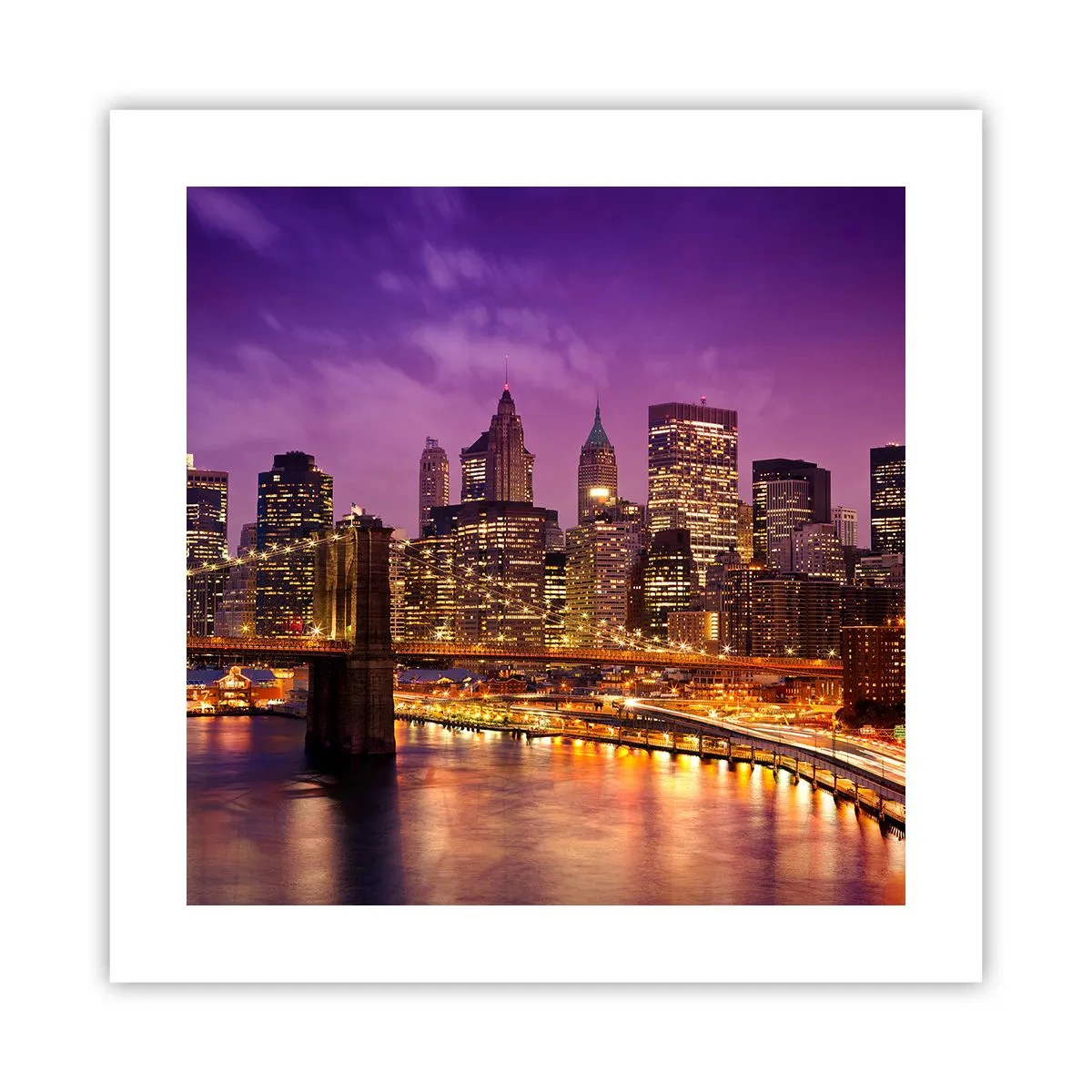 Poster - Manhattan in viola e oro - 40x40 cm