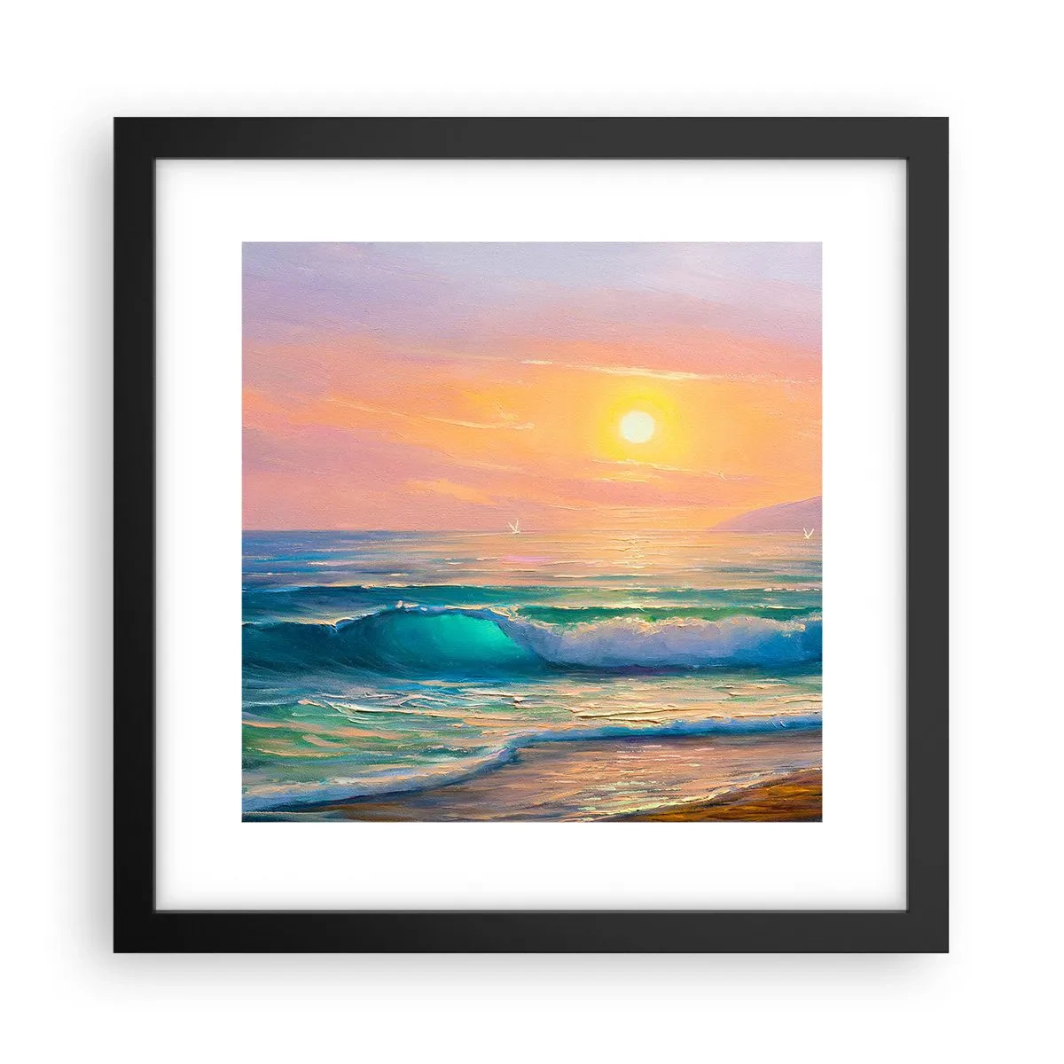 Poster in cornice nera - Il canto turchese delle onde - 30x30 cm