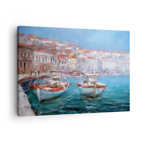 Quadro su tela - Stampe su Tela - Barche in una pittoresca baia italiana - 70x50cm - Golfo italiano - Decorazione murale moderna per soggiorno e camera da letto ARTTOR