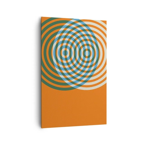 Quadro su tela - Stampe su Tela - Cerchi concentrici su sfondo arancione - 80x120cm - Composizione astratta a cerchi - Decorazione murale moderna per soggiorno e camera da letto ARTTOR