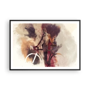 Poster in cornice nera - Silhouette astratta con una bicicletta in stile artistico - 100x70cm - Nelle forme di marmo un'anima da ciclista - Decorazione murale moderna per soggiorno e camera da letto ARTTOR