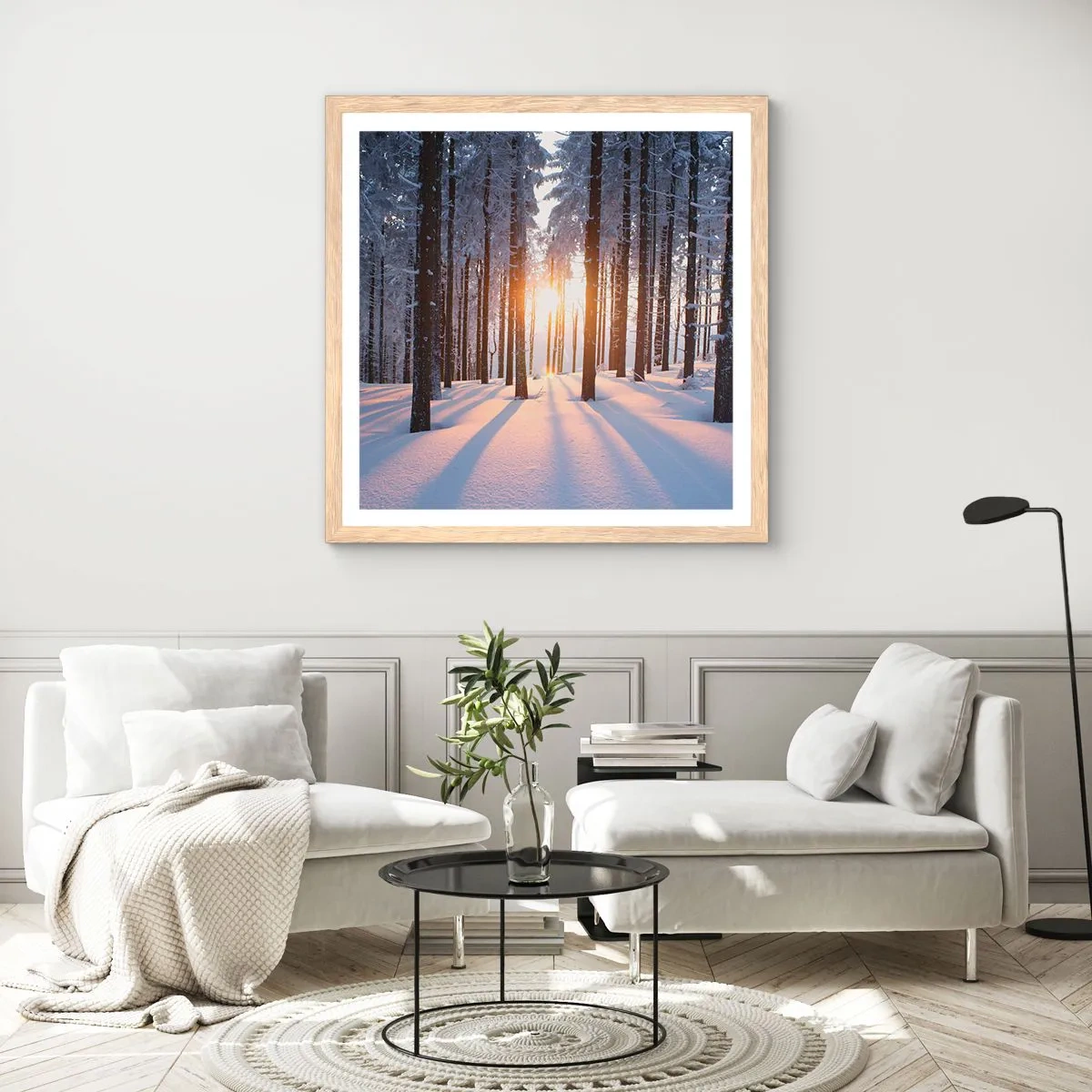 Poster in cornice rovere chiaro - Decisamente nero su bianco - 40x40 cm