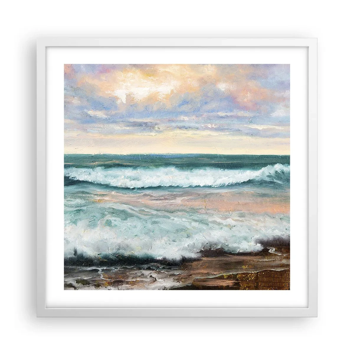 Poster in cornice bianca - Dove l'anima si calma - 50x50 cm