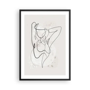 Poster in cornice nera - Linea astratta che rappresenta la silhouette di una donna - 50x70cm - L'arte della seduzione - Decorazione murale moderna per soggiorno e camera da letto ARTTOR