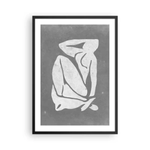 Poster in cornice nera - Una silhouette minimalista di una donna in tonalità di grigio - 50x70cm - Pensierosa - Decorazione murale moderna per soggiorno e camera da letto ARTTOR