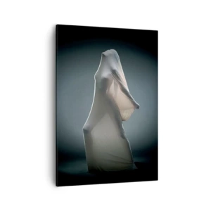 Quadro su tela - Stampe su Tela - Una figura in tessuto bianco su uno sfondo scuro - 50x70cm - Desideri nascosti - Decorazione murale moderna per soggiorno e camera da letto ARTTOR