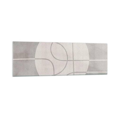 Quadro su vetro - Motivo geometrico nei toni del grigio e del bianco - 160x50cm - Tondo e dritto - Decorazione murale moderna per soggiorno e camera da letto ARTTOR