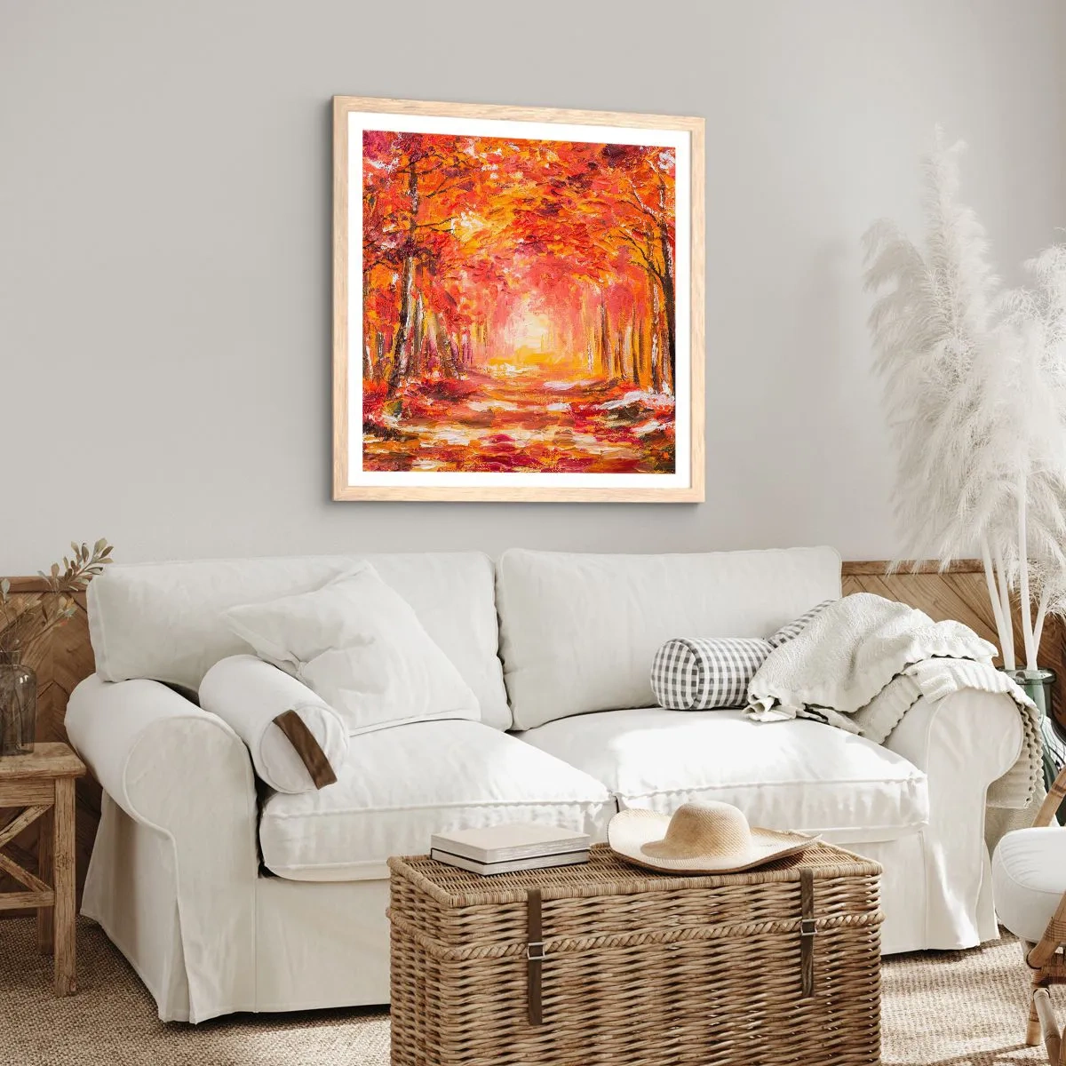 Poster in cornice rovere chiaro - Foresta di rame - 40x40 cm