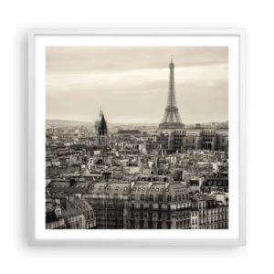 Poster in cornice bianca - Sui tetti di Parigi - 60x60 cm