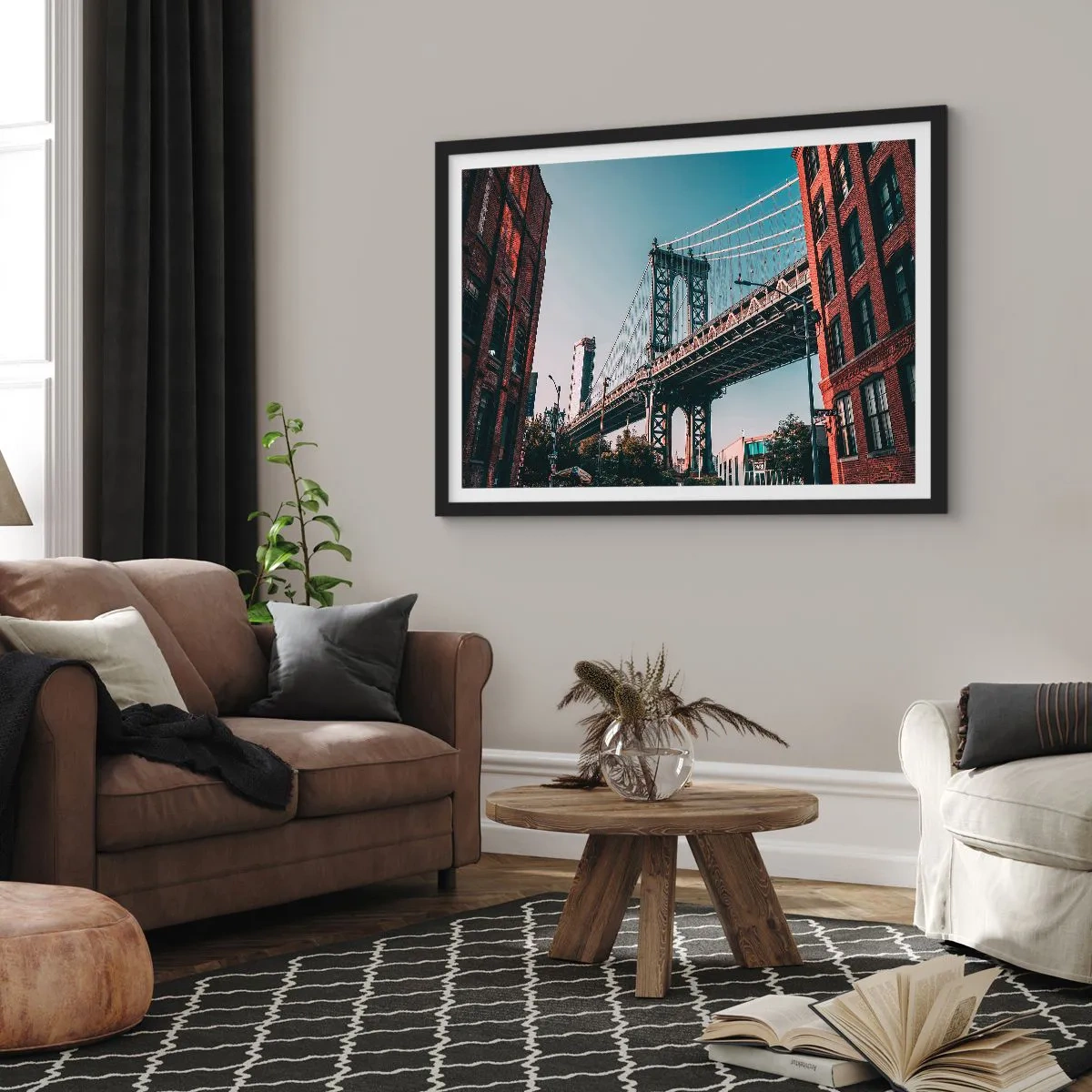 Poster in cornice nera - Sopra le onde della città - 50x40 cm