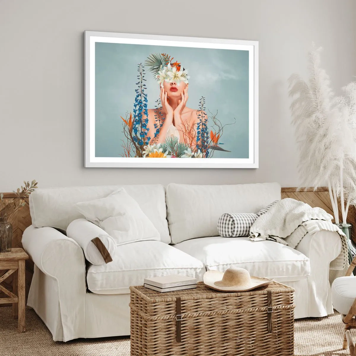 Poster in cornice bianca - Donna - fiore - 40x30 cm