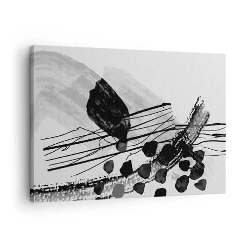 Quadro su tela - Stampe su Tela - Composizione astratta in bianco e nero con forme organiche - 70x50cm - Astrazione organica in bianco e nero - Decorazione murale moderna per soggiorno e camera da letto ARTTOR