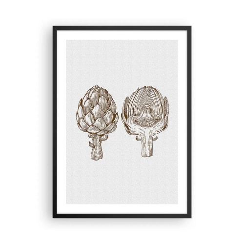 Poster in cornice nera - Illustrazione d'epoca di due carciofi - 50x70cm - Lezione di anatomia - Decorazione murale moderna per soggiorno e camera da letto ARTTOR