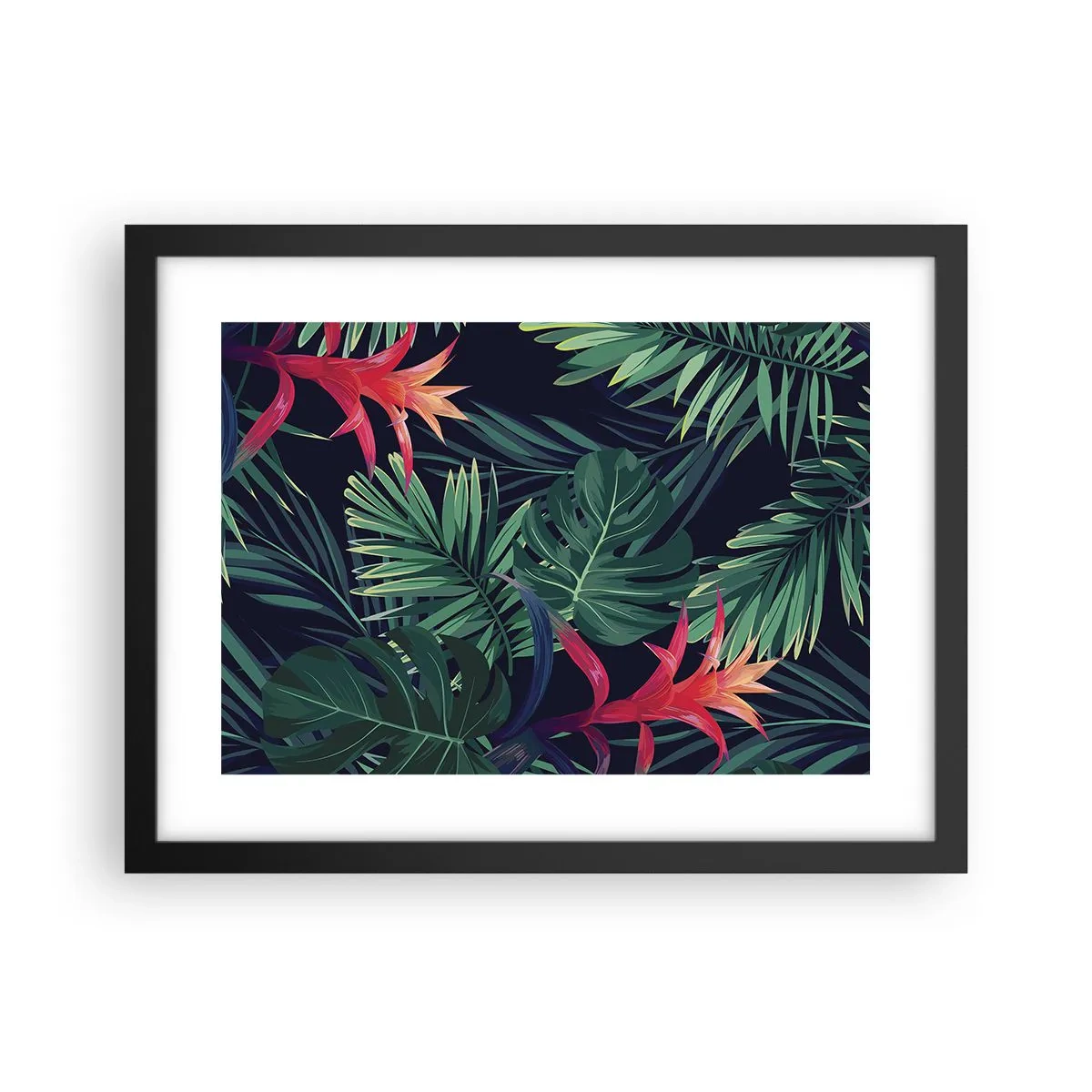 Poster in cornice nera - Fiammante nel verde - 40x30 cm