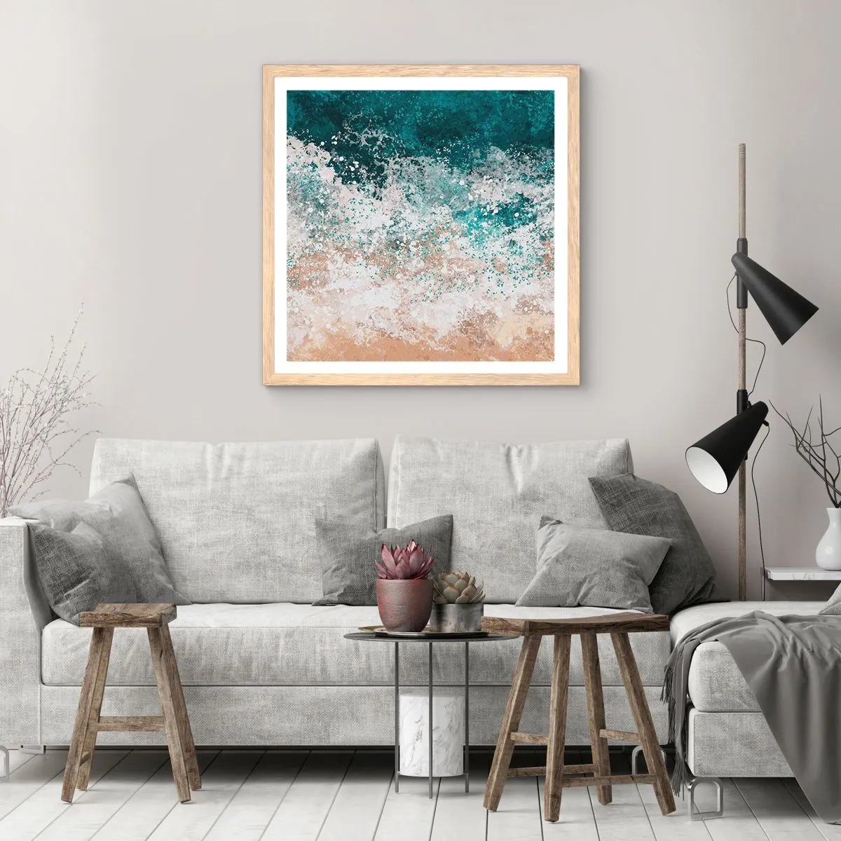 Poster in cornice rovere chiaro - Storie di mare - 60x60 cm
