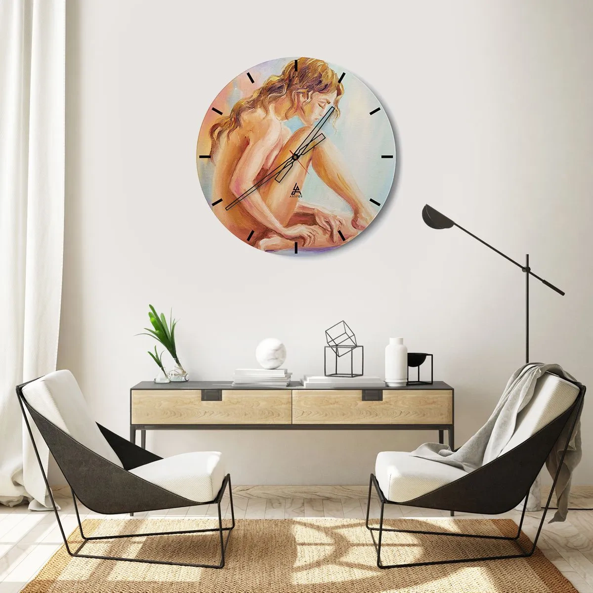 Orologio da parete - Orologio in Vetro - Nudo di giovane - 40x40 cm