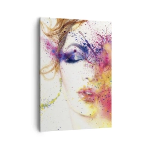 Quadro su tela - Stampe su Tela - Un ritratto artistico di una donna realizzato con colori acquerellati espressivi. - 50x70cm - Capogiro arcobaleno - Decorazione murale moderna per soggiorno e camera da letto ARTTOR