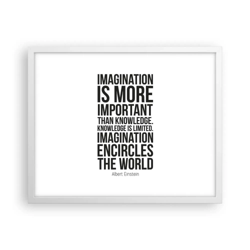 Poster in cornice bianca - Einstein sul potere dell'immaginazione - 50x40 cm