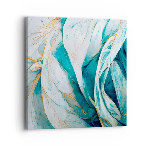 Quadro su tela - Stampe su Tela - Astrazione blu con motivi d'oro - 30x30 cm
