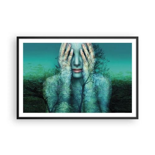 Poster in cornice nera - Immersa nel blu - 91x61 cm