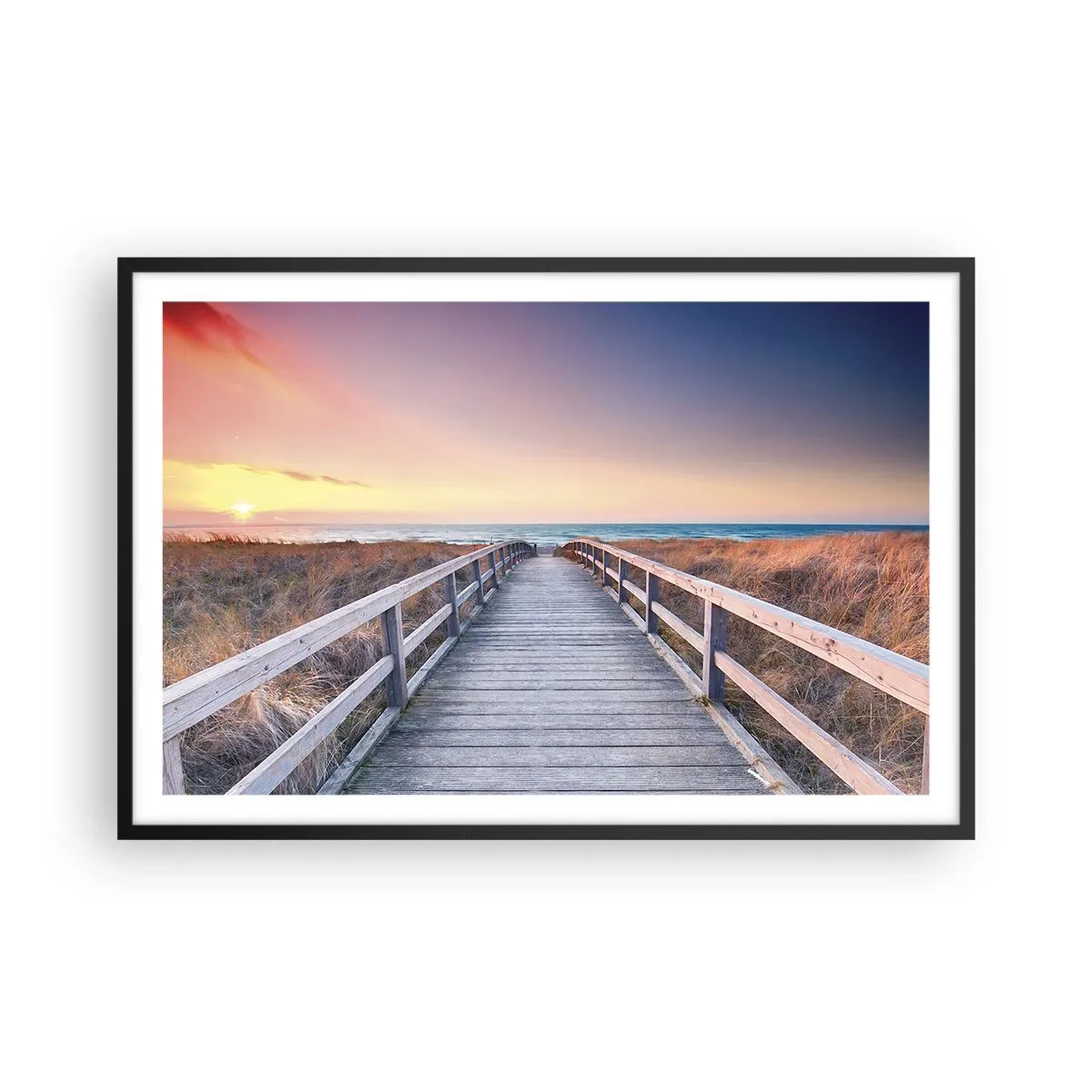 Poster in cornice nera - Aurora serale baltica - 91x61 cm