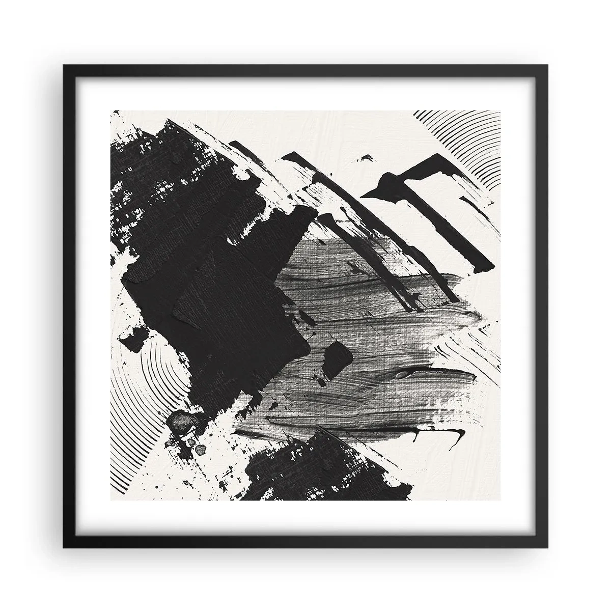 Poster in cornice nera - Astrazione: espressione di nero - 50x50 cm