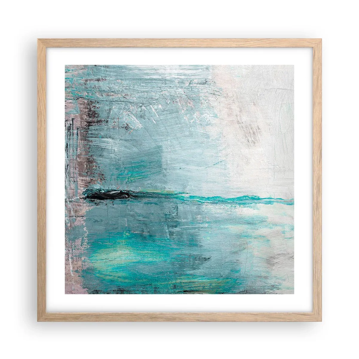 Poster in cornice rovere chiaro - Orizzonte nel blu - 50x50 cm