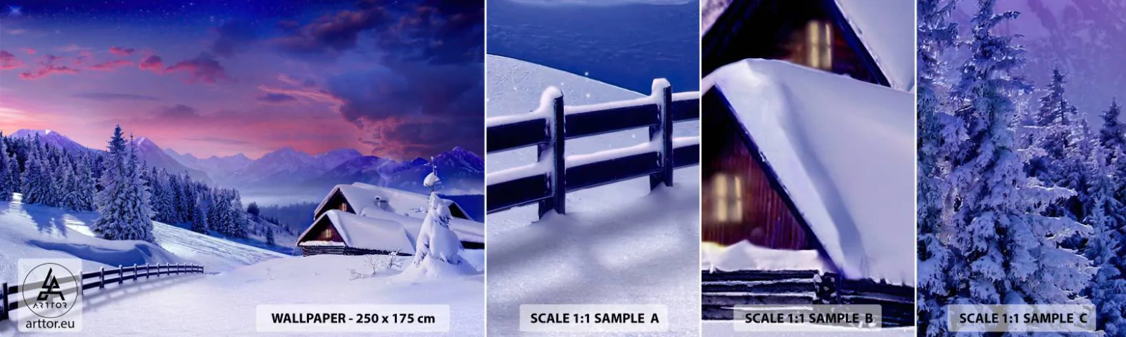 Campione Di Fotomurale Standard Eco - Notte silenziosa - Paesaggio, Inverno, Alpi - 100x30 cm