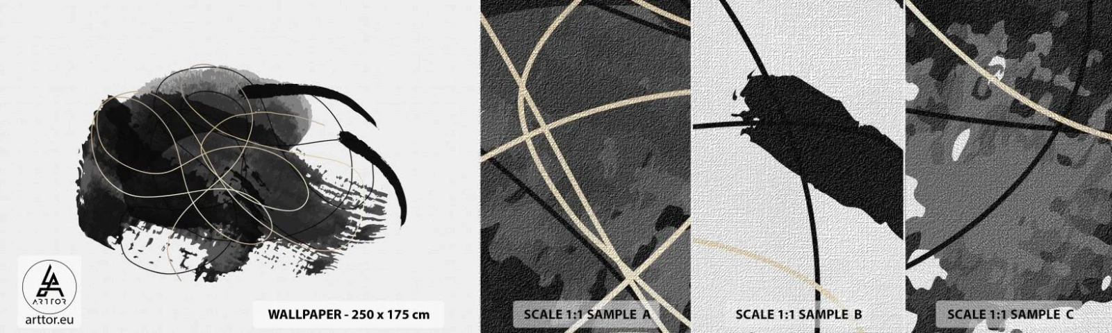 Campione di Fotomurale Premium Canvas - Nato dal nero - Astrazione, Pezzo, Arte Moderna - 100x30 cm