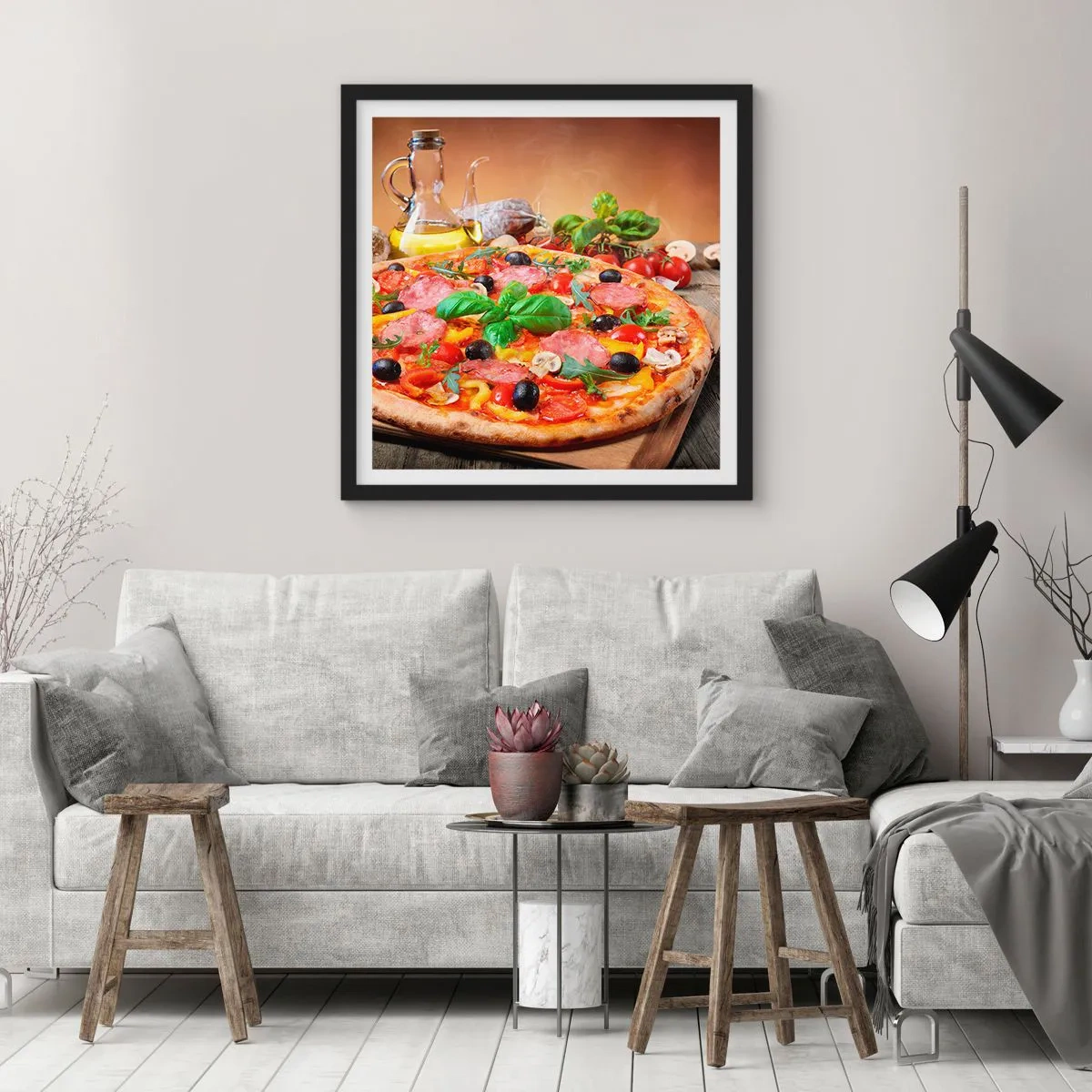 Poster in cornice nera - Con gusto veramente italiano - 50x50 cm