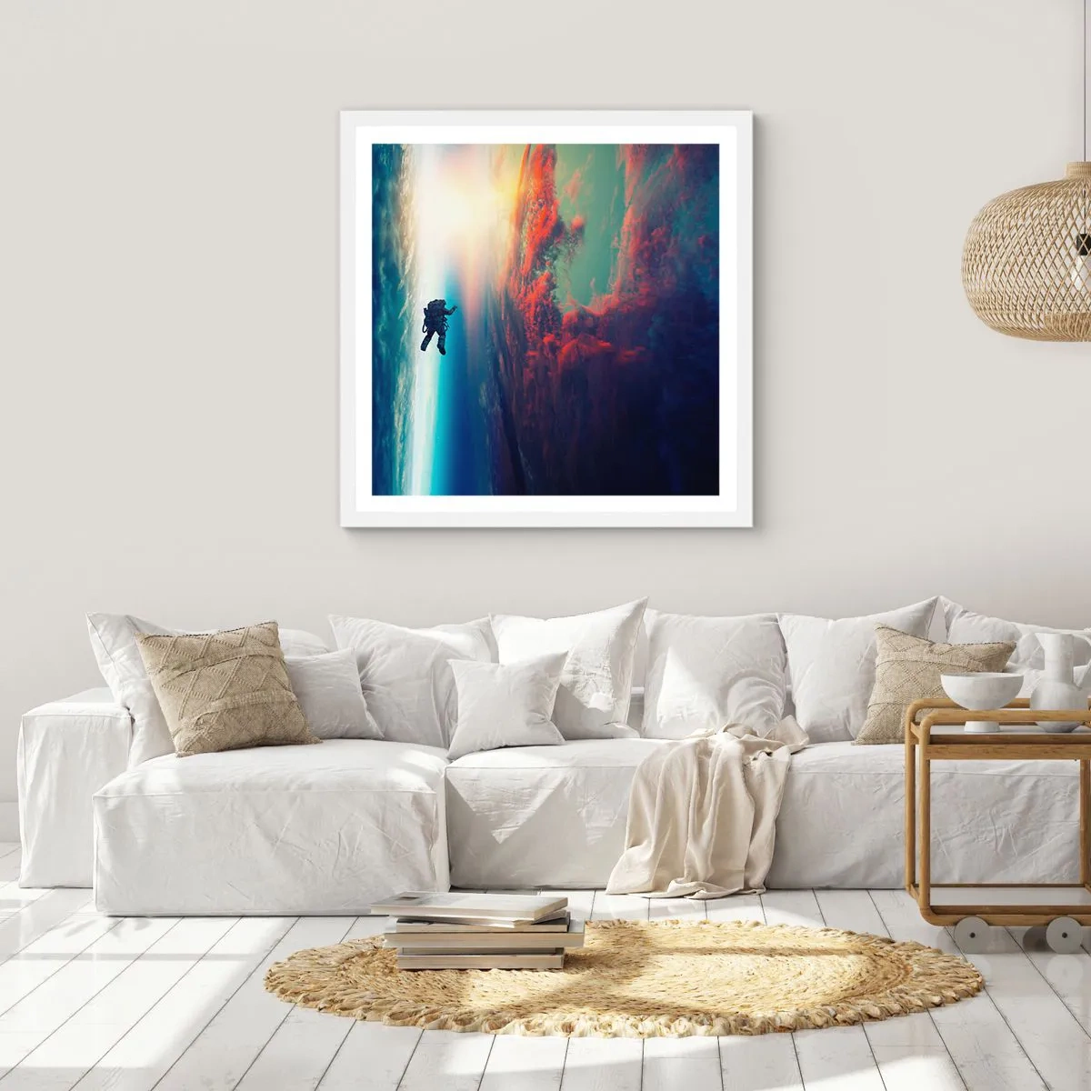 Poster in cornice bianca - Affrontando l'universo - 30x30 cm