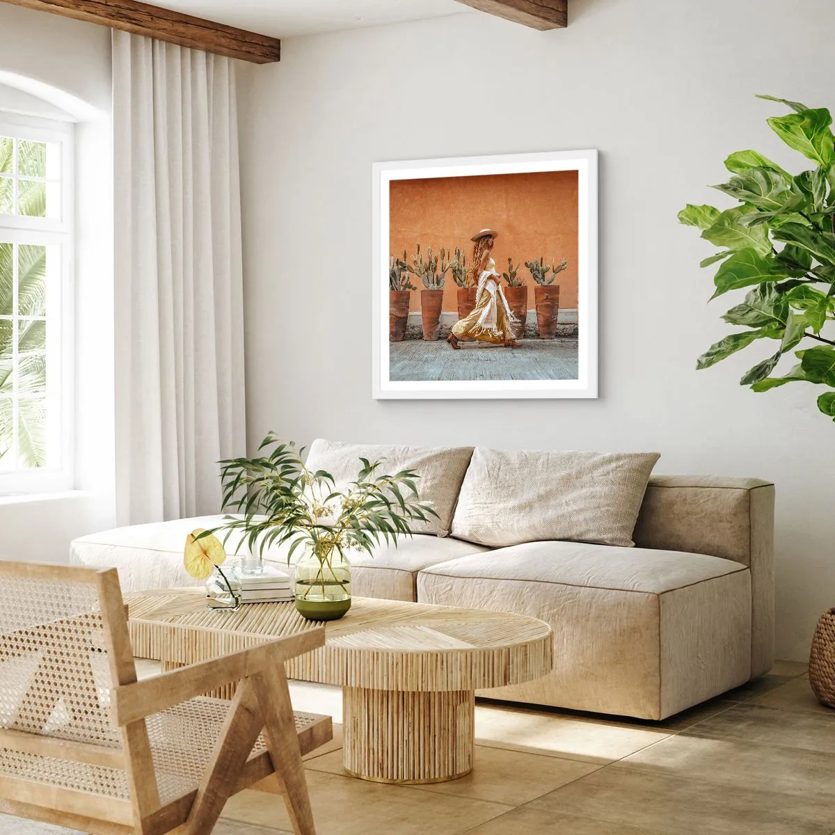 Poster in cornice bianca - In stile hippy - 40x40 cm