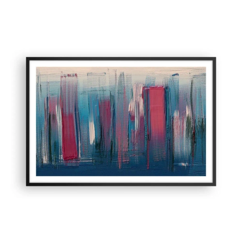 Poster in cornice nera - Composizione verticale in blu e rosso - 91x61 cm