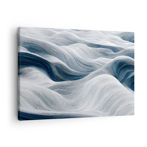 Quadro su tela - Stampe su Tela - Linee ondulate nei toni del blu e del bianco - 70x50cm - Onde bianche e blu - Decorazione murale moderna per soggiorno e camera da letto ARTTOR