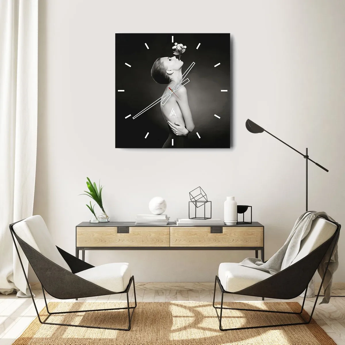 Orologio da parete - Orologio in Vetro - Eleganza eccentrica - 30x30 cm