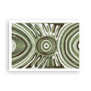 Poster - Motivi astratti nelle tonalità del verde e del marrone - 100x70cm - Esplosione di emozioni - Decorazione murale moderna per soggiorno e camera da letto ARTTOR