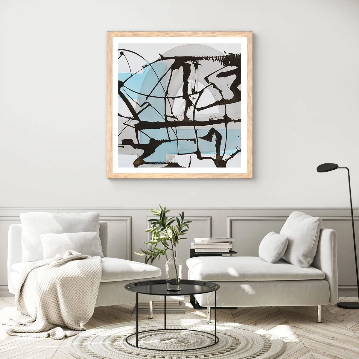 Poster in cornice rovere chiaro - Blu nonostante tutto - 50x50 cm