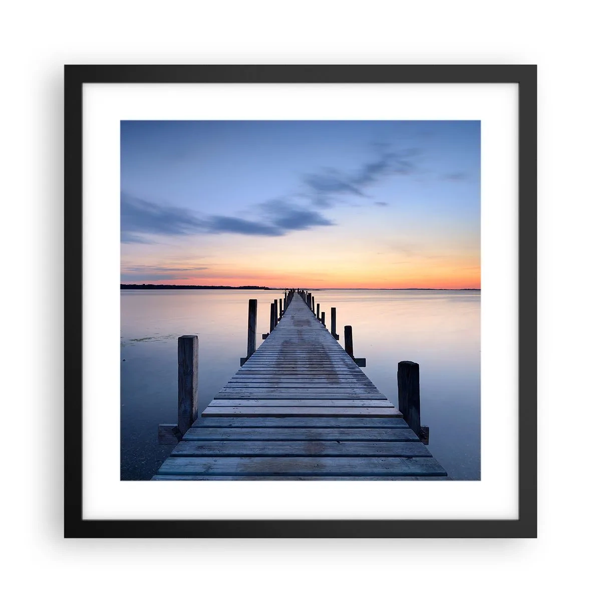 Poster in cornice nera - La calma di un dolce tramonto - 40x40 cm