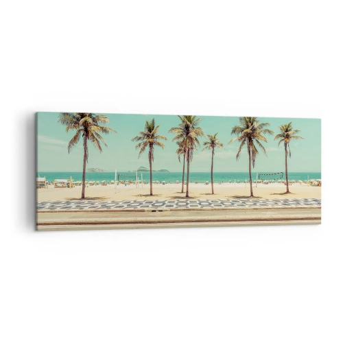 Quadro su tela - Stampe su Tela - Palme sulla spiaggia con vista sul mare e sul cielo azzurro - 140x50cm - A guardia della spiaggia - Decorazione murale moderna per soggiorno e camera da letto ARTTOR